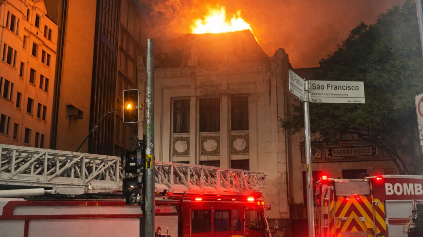 Incêndio atinge prédio histórico da Faculdade de Direito da USP no Centro de SP